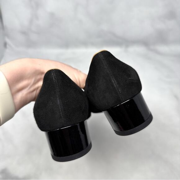 Louis Vuitton Bow Suede Leather Low Block Heeled Loafer Ballet Flats Black 36.5 - Picture 6 of 10